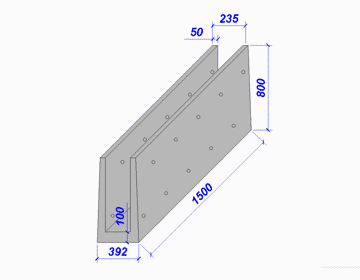 Блок междушпального лотка глубиной 0,75 м. тип I
