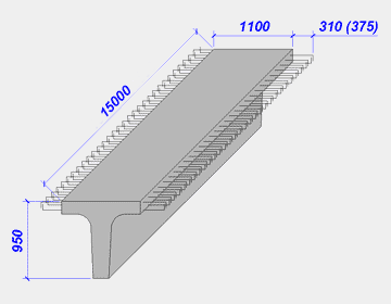 Балки пролётного строения: Балка железобетонная с ненапрягаемой арматурой длиной 15 и 12 метров для пролётных строений
