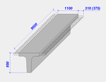 Балки пролётного строения: Балка железобетонная с ненапрягаемой арматурой длиной 9 метров для пролётных строений