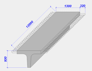 Балка железобетонная с ненапрягаемой арматурой длиной 12 метров для пролётных строений