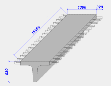 Балка железобетонная с ненапрягаемой арматурой длиной 15 метров для пролётных строений